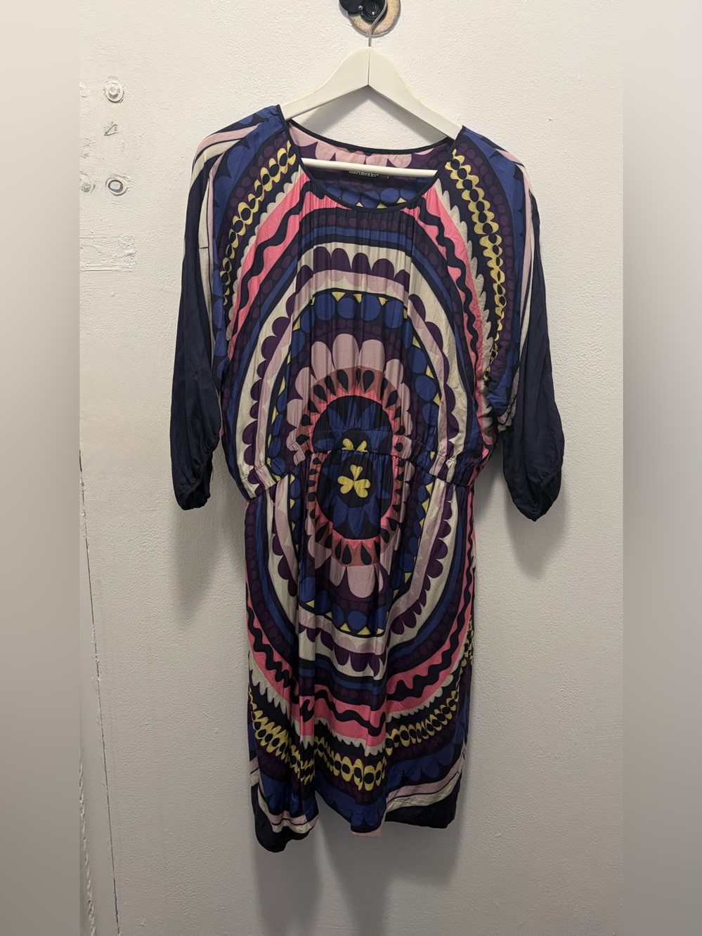 Marimekko Mandala Print Dress Size 40 Long Sleeve
